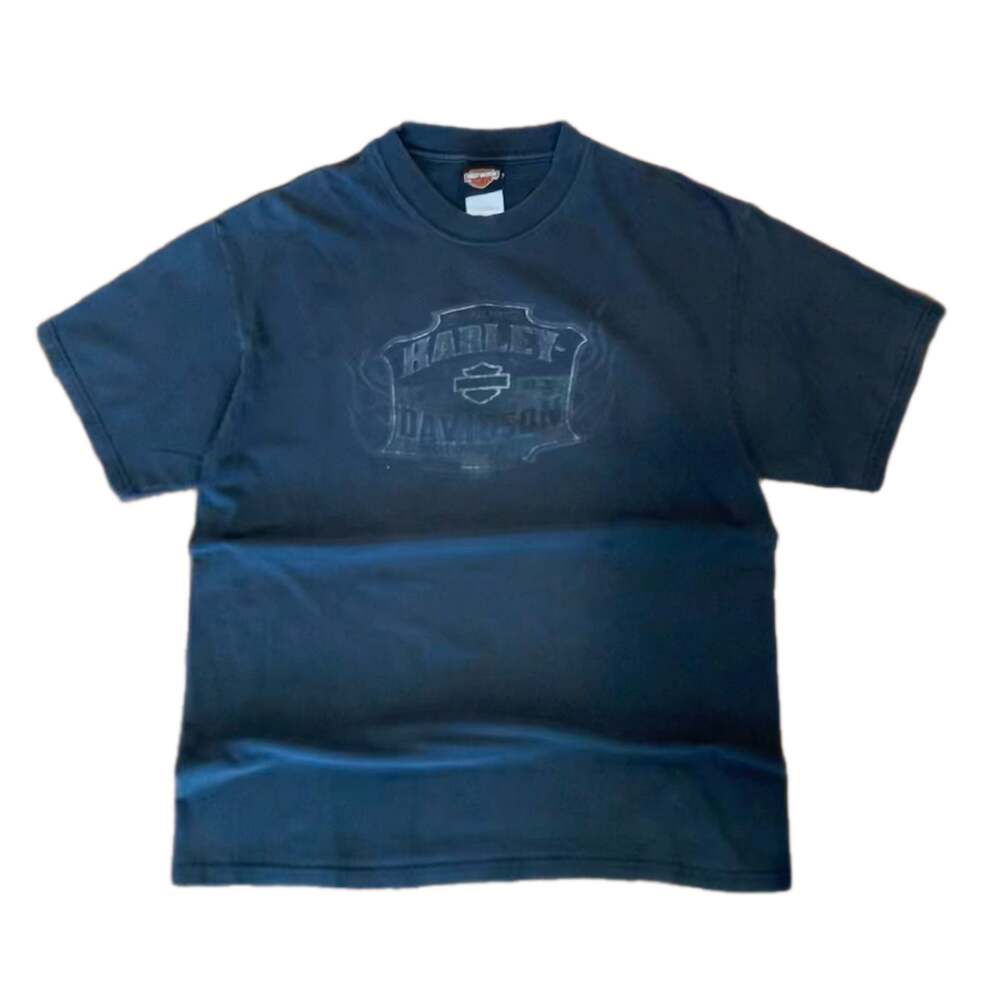 Y2K Harley Davidson Tee Faded‎ Black Biker Graphic USA Made L